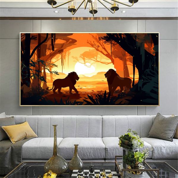 Canvas Wall Decor - Golden Shadows Jungle Abstract - 0456