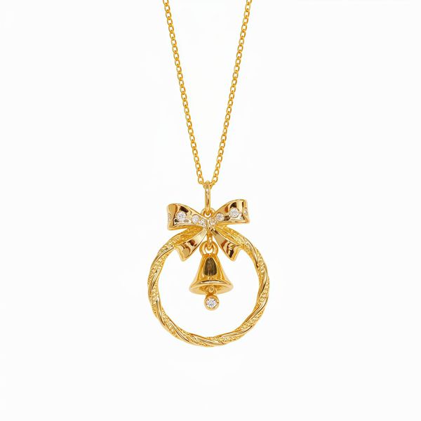 Eterna Bow Circle 925 Sterling Silver Gold Necklace