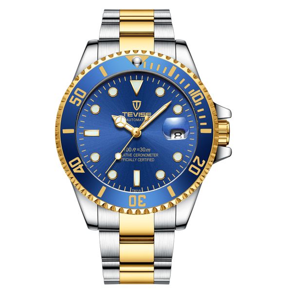 TEVISE Men Skeleton Luxury Stainless Steel Watch