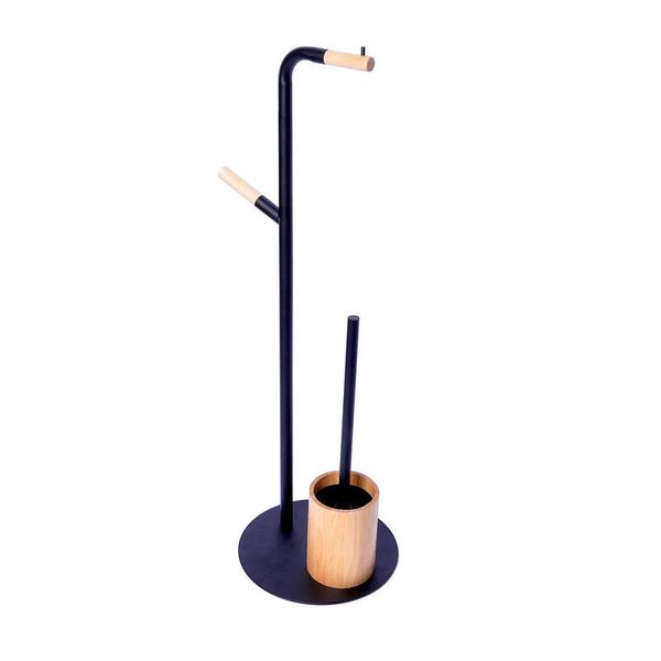 Sensea Scandi Toilet Brush and Toilet Paper Holder Including Hook Black