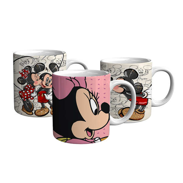 Mickey and Bird Printed 3 Coffee Mugs