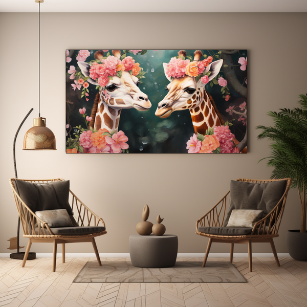 Canvas Wall Art - Girafe Garden Gala - BK0082