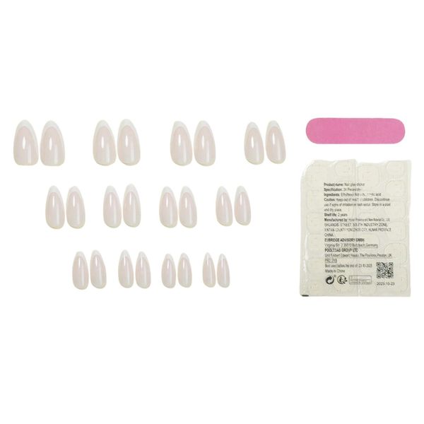 24 Piece Medium Almond Press On Nails - French Gradient Pearl Design