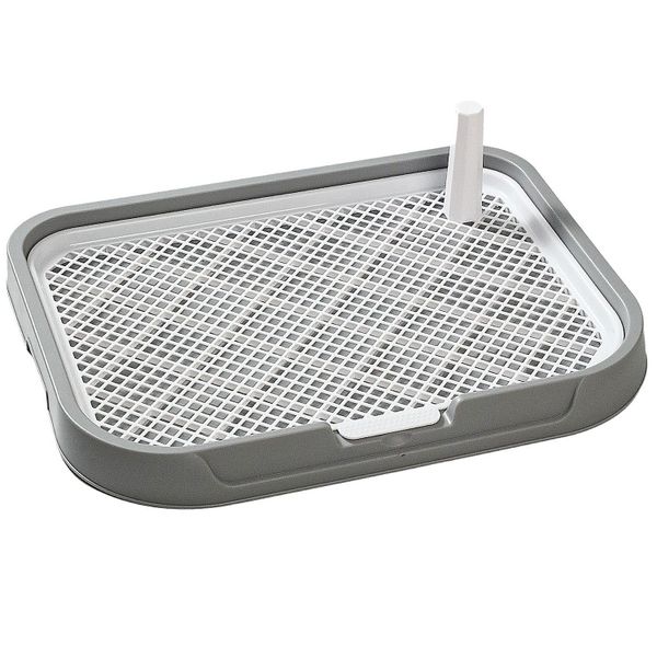 Reusable Dog Potty Training Mat Toilet 65x50cm Double Layer Plastic-grey
