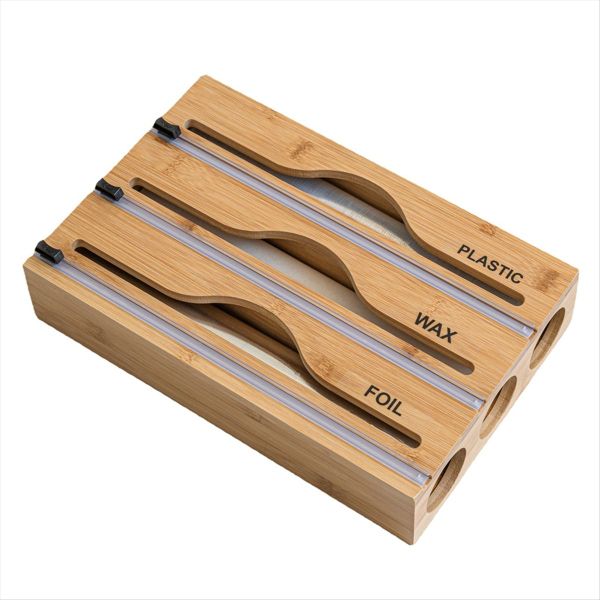 Plastic Wrap Dispenser With Slide Cutter &amp; Labels For Kitchen 1 Grid