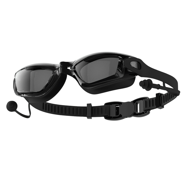 Black Integrated Earplugs Swimming Goggles for Men and Women