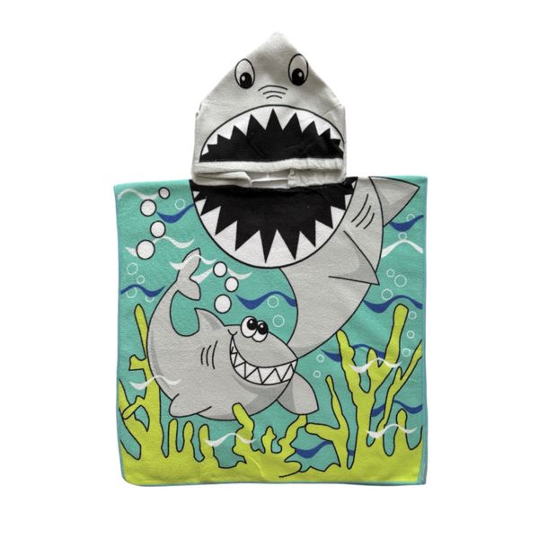 Kids Hooded Swim Towels Shark