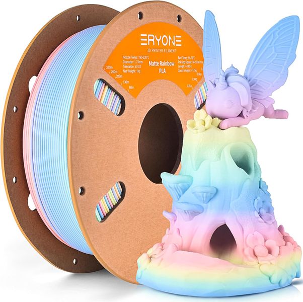 ERYONE Matte Macaron Rainbow 3D Printer PLA Filament 1.75mm 1kg Spool