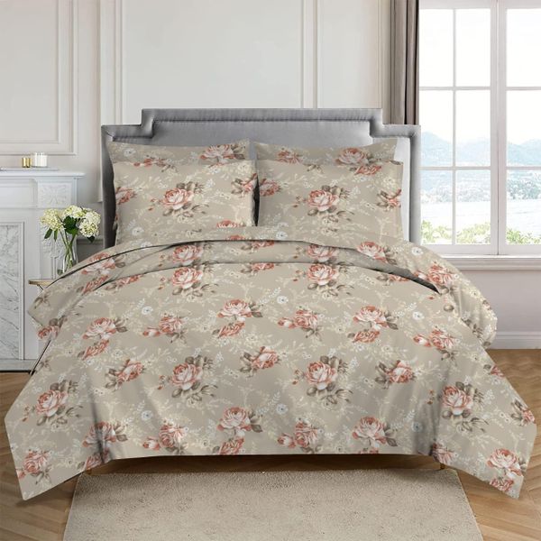 Sand Polyester Flowers All tc Duvet Cover
