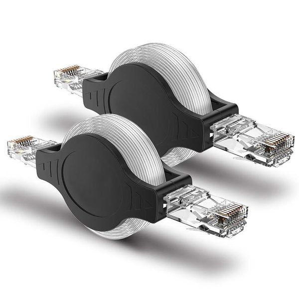 2 Pcs Portable RJ45 Cat 5 5E Retractable Ethernet LAN Network Cable