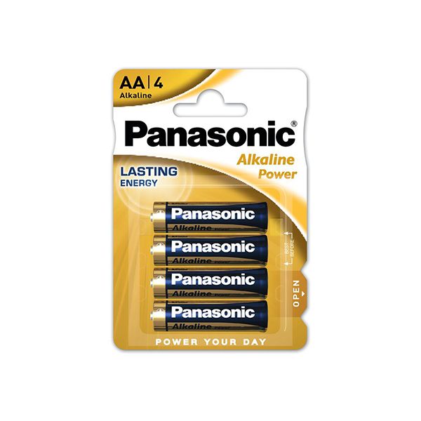 Panasonic AA Alkaline 4 Pack Batteries x 1 Box of 12 Packs (LR6APB/4BP)