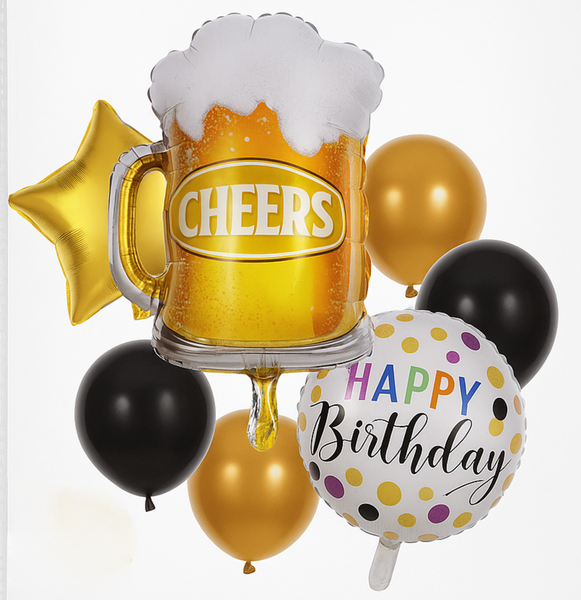 7-Piece Birthday Balloon Set - Cheers Beer Mug