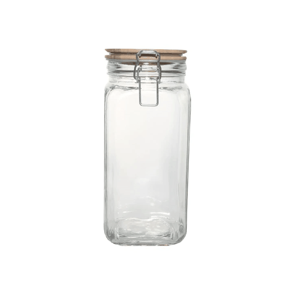 Canister 23.5x10cm Glass With Clip Top Bamboo Lid - Kitchen Essentials