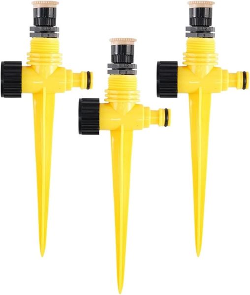 3-Pack Garden Sprinklers - 360 Rotating Irrigation System