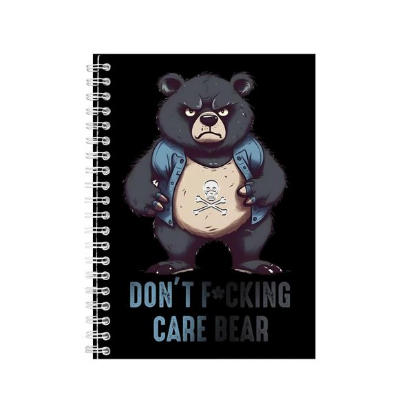 Dont Care Bear A5 Notebook Spiral Lined Notepad Animal Idea 344