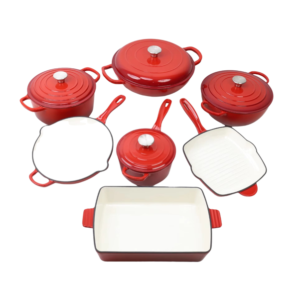 11-Piece Enamel Cast Iron Cookware &amp; Bakeware Set