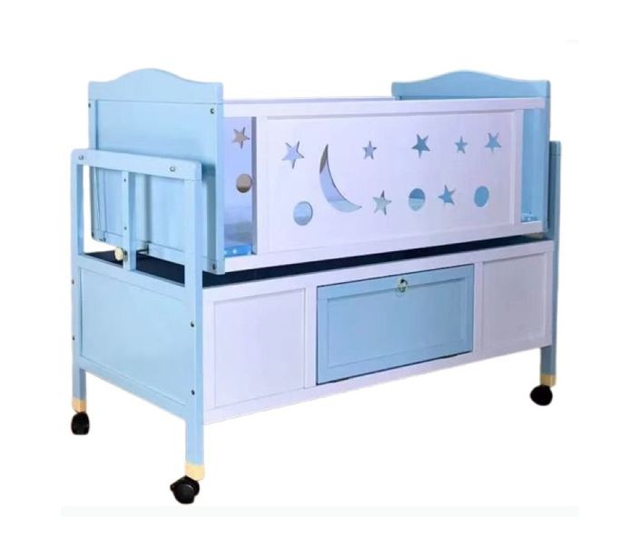 Modern Crib Set Baby Cradle Swing Multi-function Wood-blue