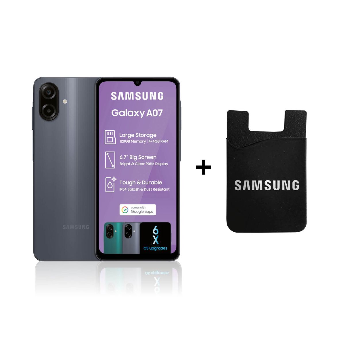 Samsung Galaxy A07 128GB LTE Dual Sim - Black + Credit Card Holder
