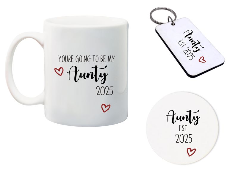 Your's going to be my Aunty Mug, Glass Coaster&amp;keyring gift Combo