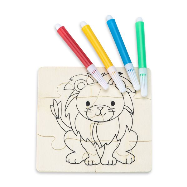 Lumela Afrika - Puzzle - Toy - DIY - Lion - Wood - Assorted Colours - 19cm