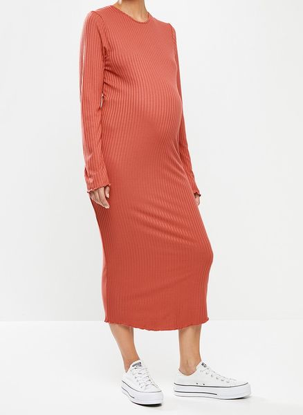 Women's Glamorous Maternity Sassy Dress - Rust