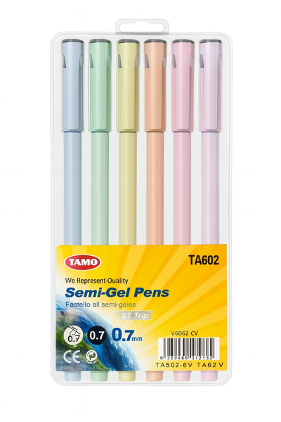 Semi-Gel Pens 6-Pack - 0.7mm Black Ink-6 Pack x 12