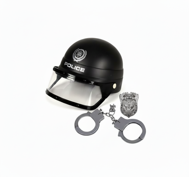 Boys Combat Police Helmet and Handcuffs Playset for Imaginative Play