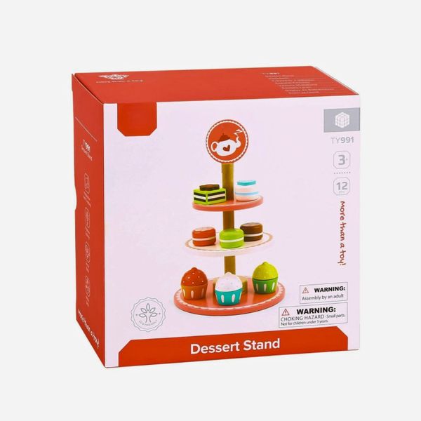 Wooden Dessert Stand Set Features 8 Wooden Cakes and Treats.