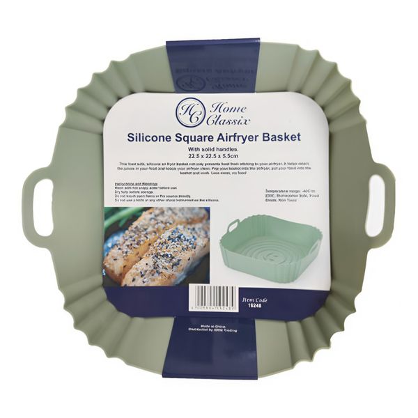 Home Classix Silicone Air Fryer Square Liner 22.5x22.5x5.5cm - 1 Piece
