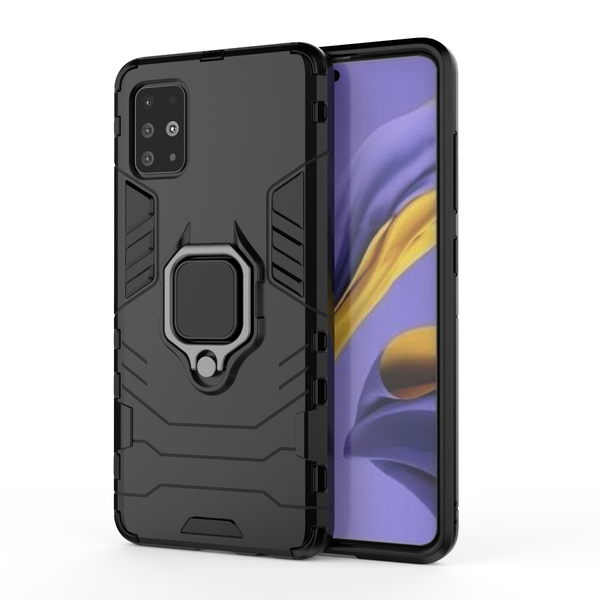 CellTime Galaxy A21s Shockproof Black Panther Magnetic Ring Stand Cover