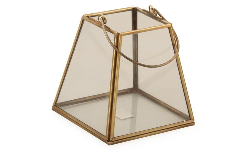 Decorative Glass Lantern for Home Decor - Old Gold Finish