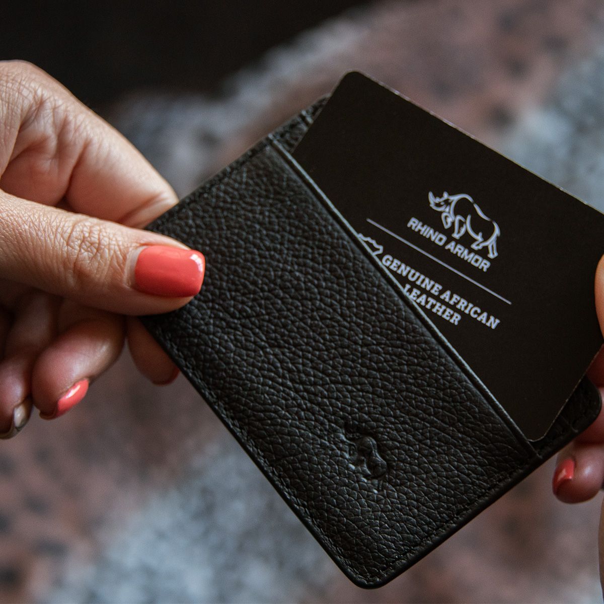 Genuine African Leather Card And ID Holder - Matt Black | Shop