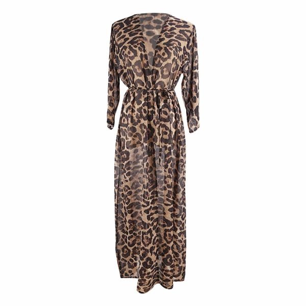 Leopard Lady Print Kaftan Beach Cover Up
