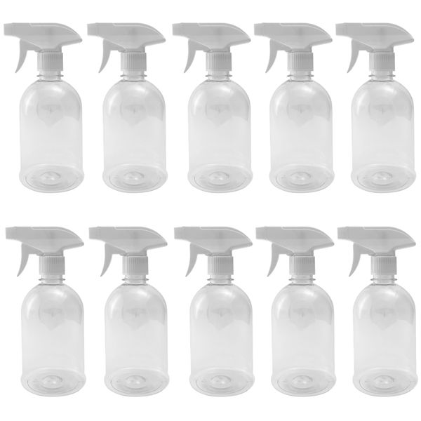 10x 500ml Clear PET Bell Bottle with Trigger Spray Stream