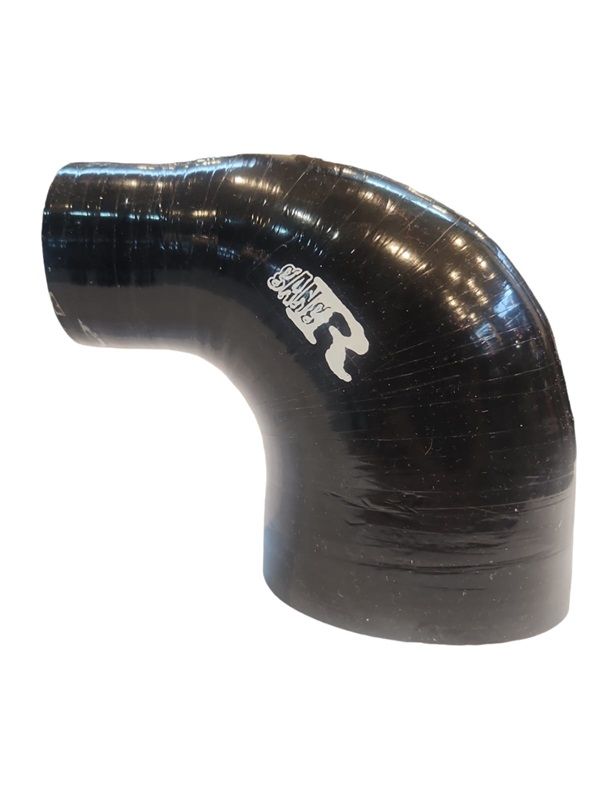 VIBRANT Performance 90 Degree Reducer Elbow - 4-Ply Black Silicone, 2" To 2.5", High Temp/Boost
