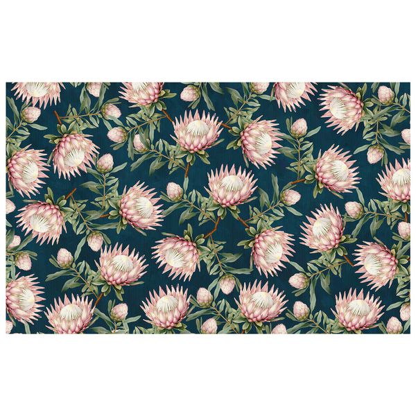 Pink Proteas on Black Rectangle Tablecloth