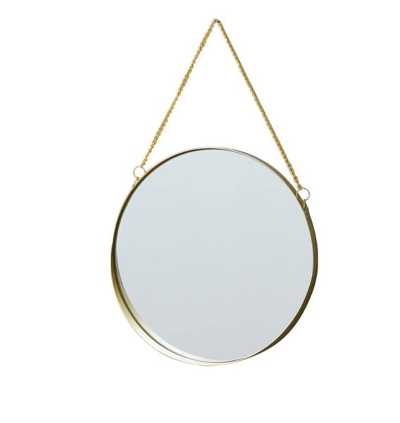 Boss Gold Decorative Geometry Wall Mounted Round Hanging Mirror With Chain