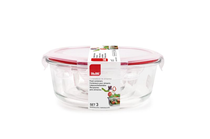 Ibili Set of 3 Round Food Containers