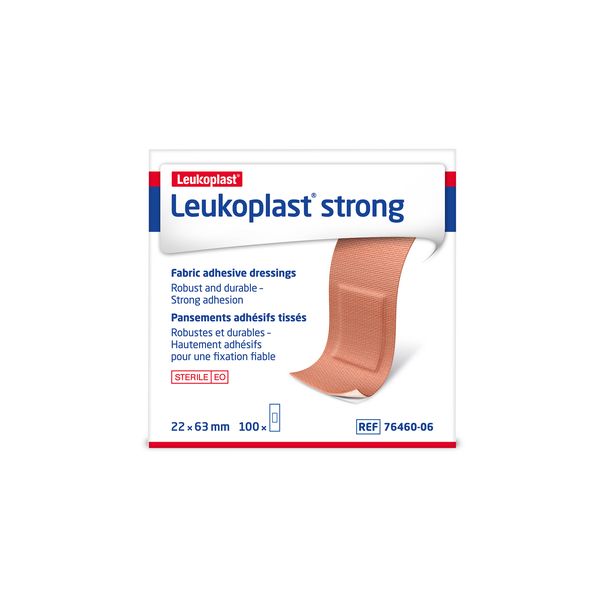 Leukoplast Strong, Sterile Fabric Adhesive Dressings Pack of 100 Plasters