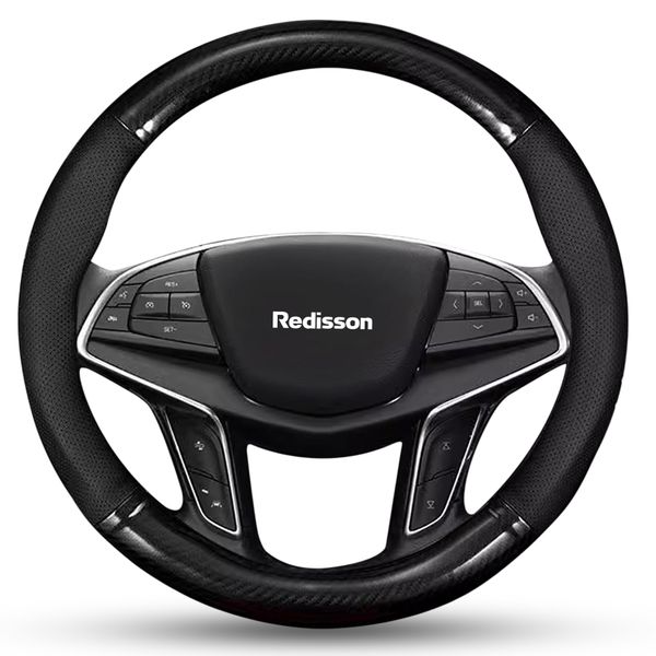 Steering Wheel Cover, Universal 38.1cm, Carbon Fiber &amp; PU Leather
