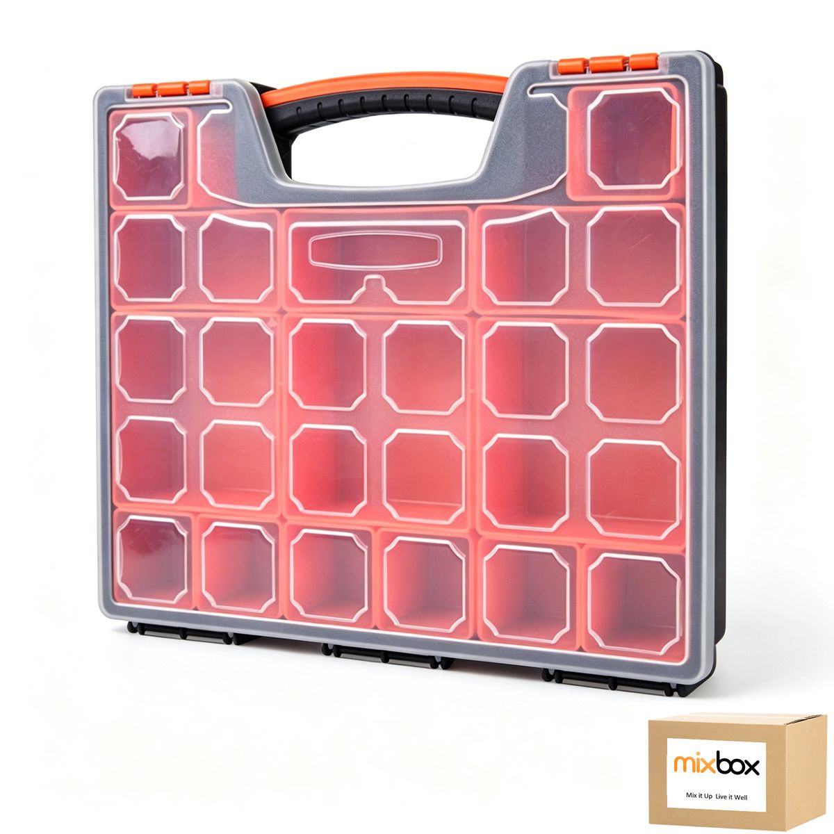 Mix Box Handheld Tool Organizer Storage Box with 14 Compartment Kit