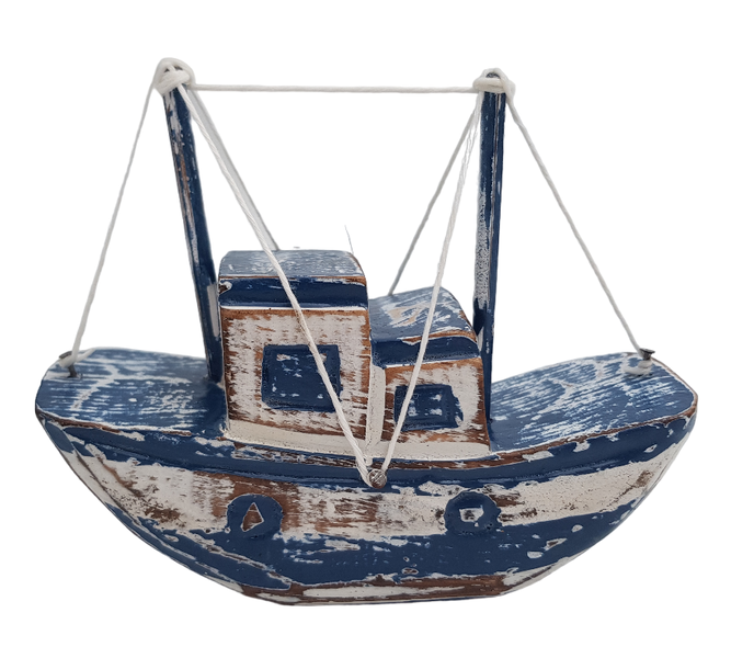 Wooden Boat - 11cm - Blue