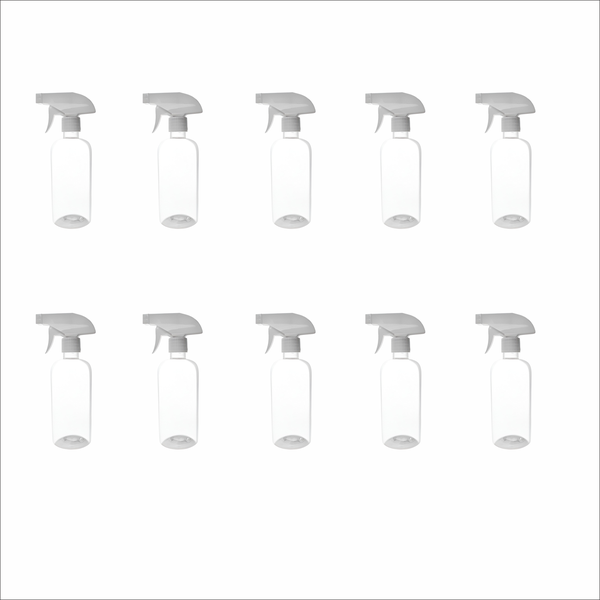 10-Pack 500ml Clear PET Trigger Spray Bottles - Durable &amp; Refillable