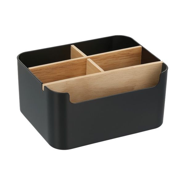 Modular Desktop Organizer with Bamboo Partitions - Black