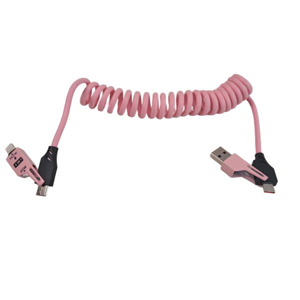 4-in-1 Coiled Charging Cable 1.2 m - USB-A/C to USB-C/Lightning