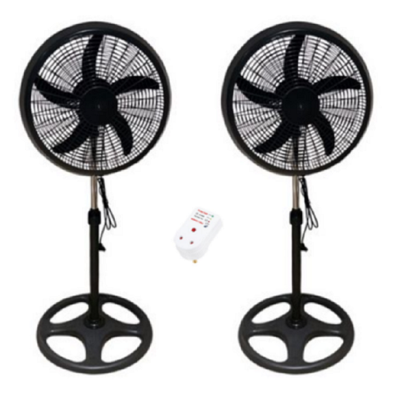 Dual Pack: 18-Inch Black Floor Stand Fans - Energy Efficient &amp; Adjustable