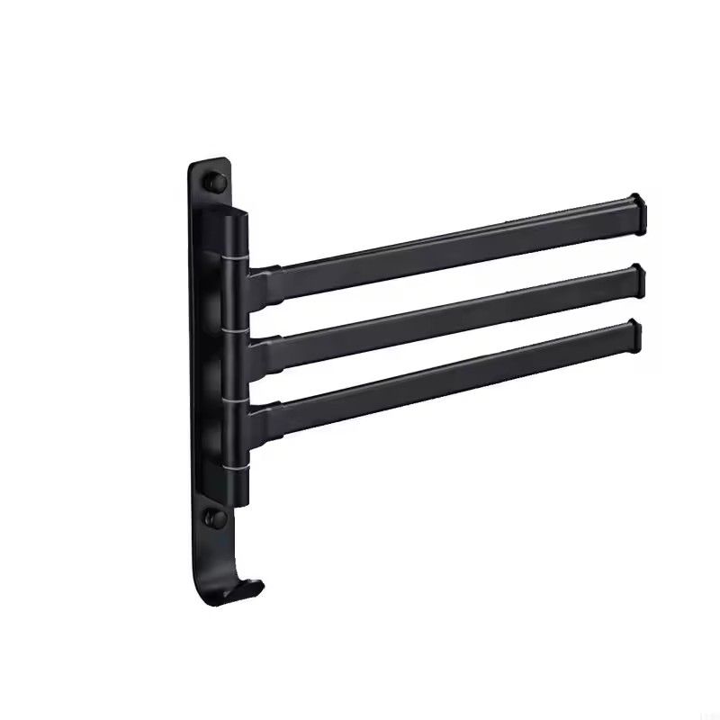Wall Mount 3-Arm Swivel Towel Bar Rack with Hooks