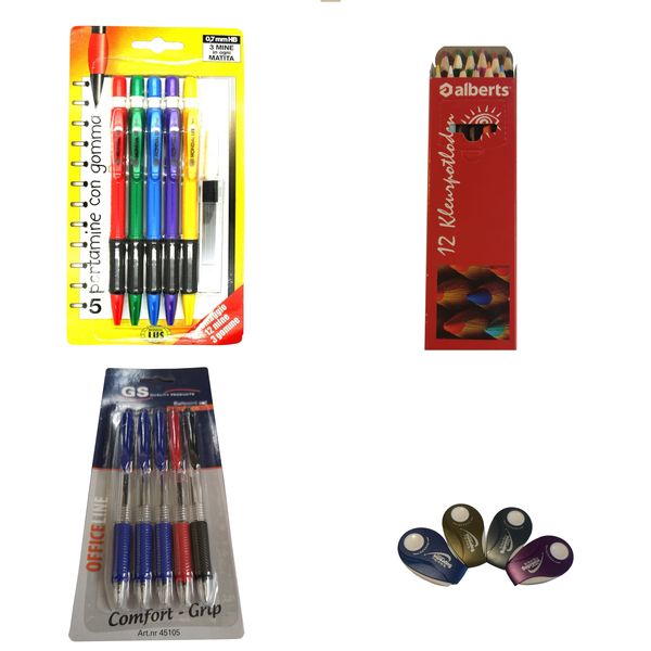 Stationery Set - 12 Colour Pencils, 5 Pens, 5 Mechanical Pencils, 4 Erasers