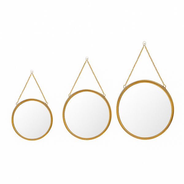 Elegant Round Hanging Wall Mirror with Gold Frame - 3 Sizes