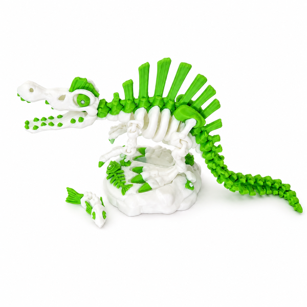 Articulated Spinosaurus Skeleton Island Display Toy - 30cm Dinosaur